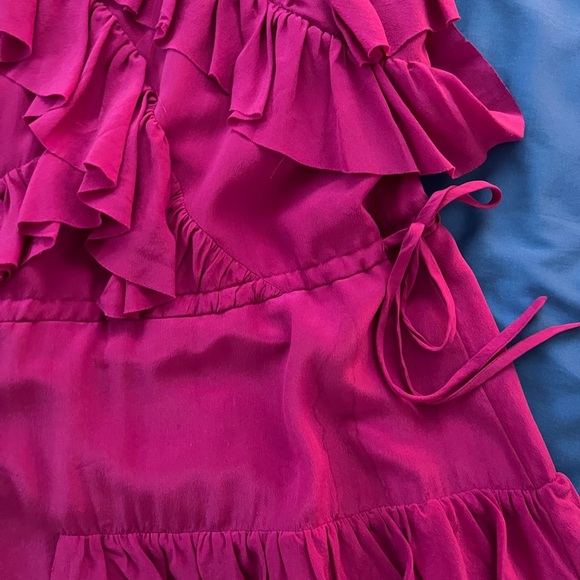 Purple Silk Ruffle Mini Dress - Picture 8 of 9